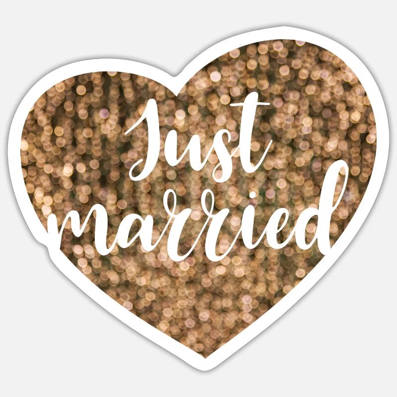 just married herz glam - Sticker Größe S (10 x 10 cm) - Mattweiß