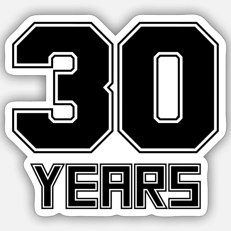 30 years - Sticker size S (10 x 10 cm) - white matte