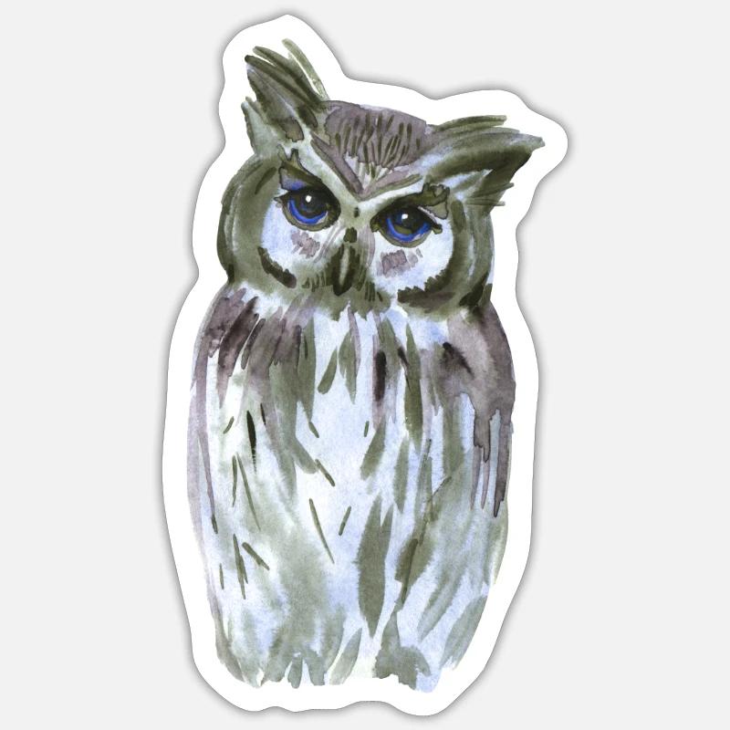Hibou - Sticker taille S (10 x 10 cm) - blanc mat