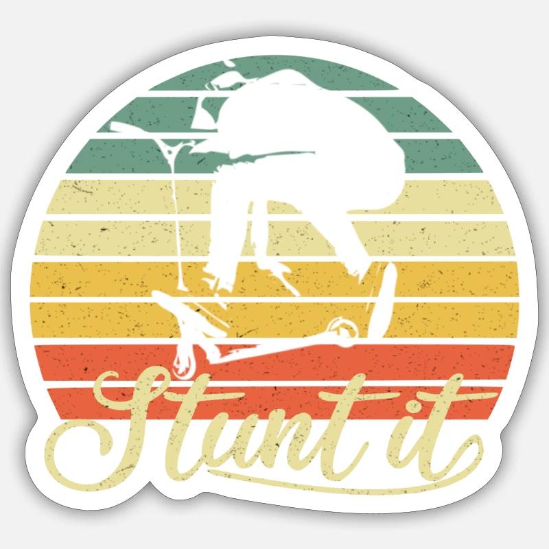 Scooter Stunt Tretroller E-Roller retro Geschenk Sticker Größe S (10 x 10 cm)