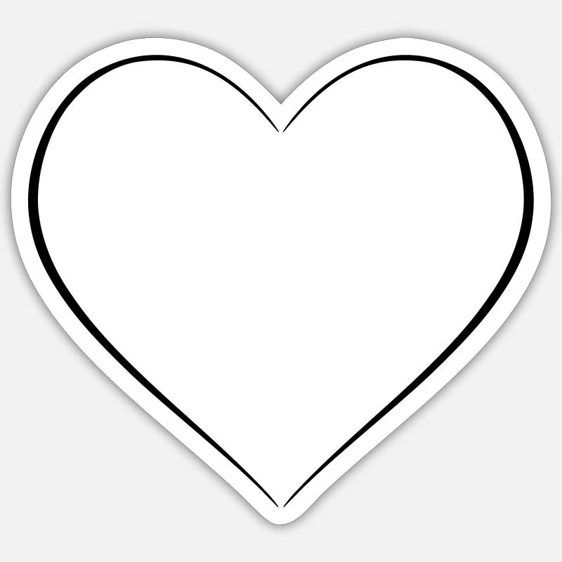 Schlichtes Herz dünne Linie Dekor - Sticker Größe S (10 x 10 cm) - Mattweiß