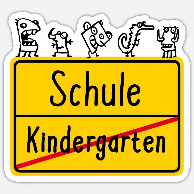 Einschulung Schulanfang Schule Kindergarten Schild - Sticker Größe S (10 x 10 cm) - Mattweiß