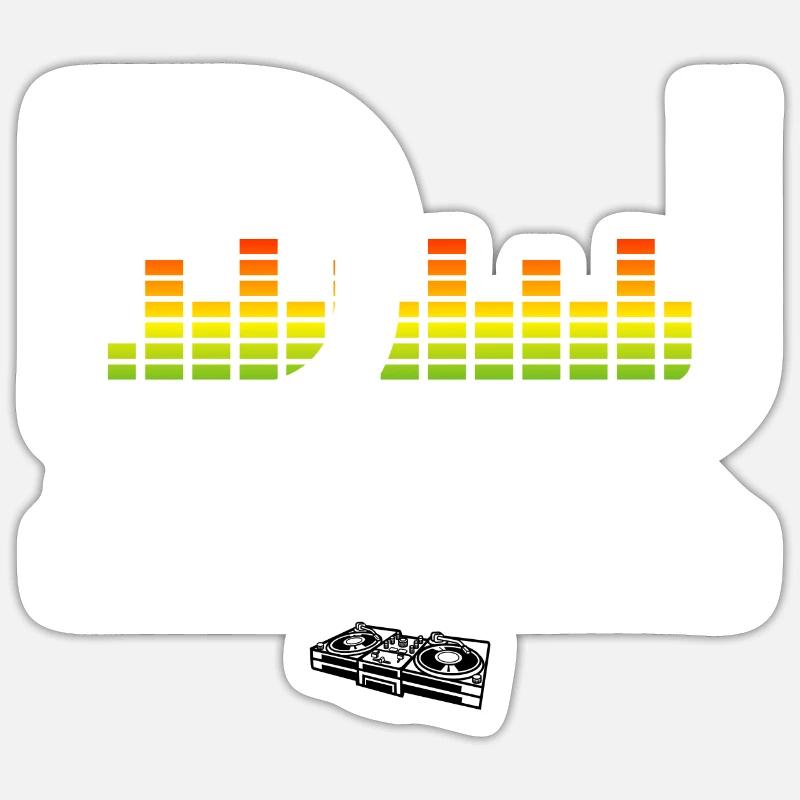 DJ with turntables and mixer - cool Deejay logo Sticker size S (10 x 10 cm)