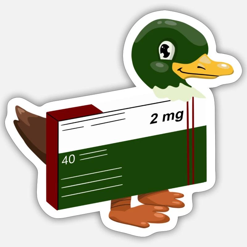 Canard drôle - Sticker taille S (10 x 10 cm) - blanc mat