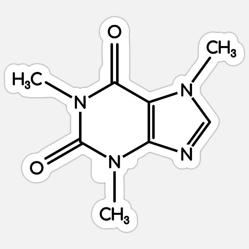 Caffeine Molecule - Structural Formula Sticker size S (10 x 10 cm)