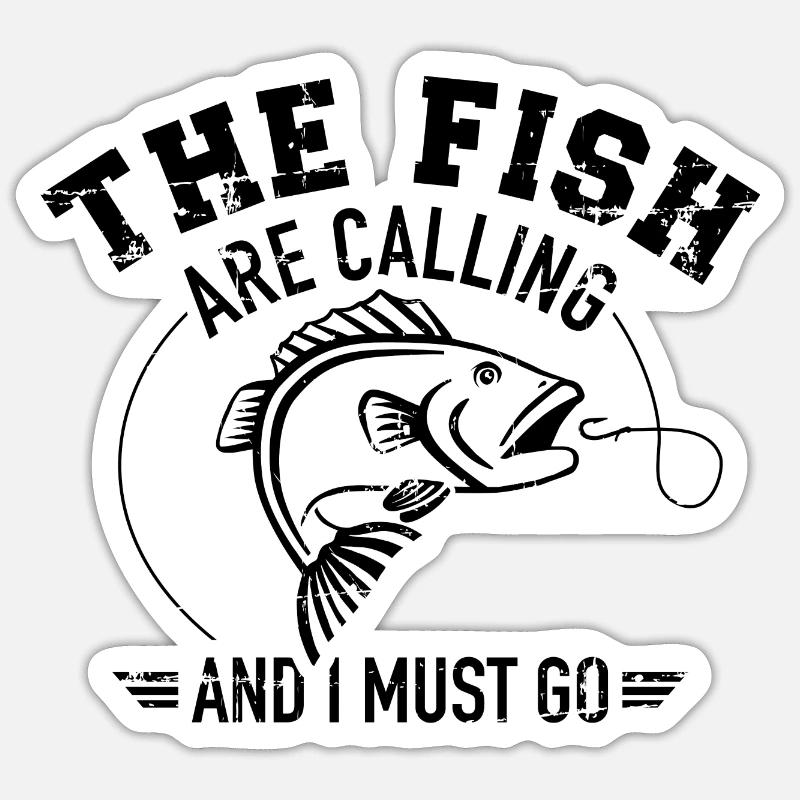 pêche - Sticker taille S (10 x 10 cm) - blanc mat