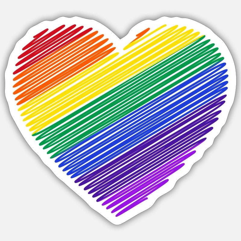 Regenbogenherz - Sticker Größe S (10 x 10 cm) - Mattweiß