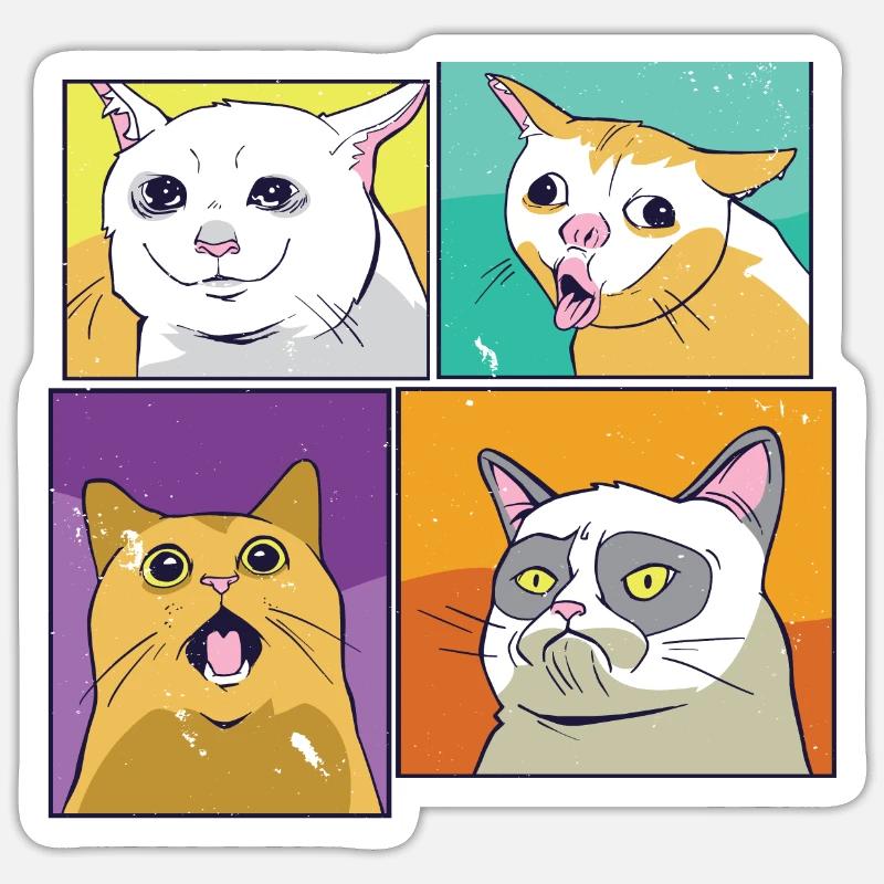 Meme chats - Sticker taille S (10 x 10 cm) - blanc mat