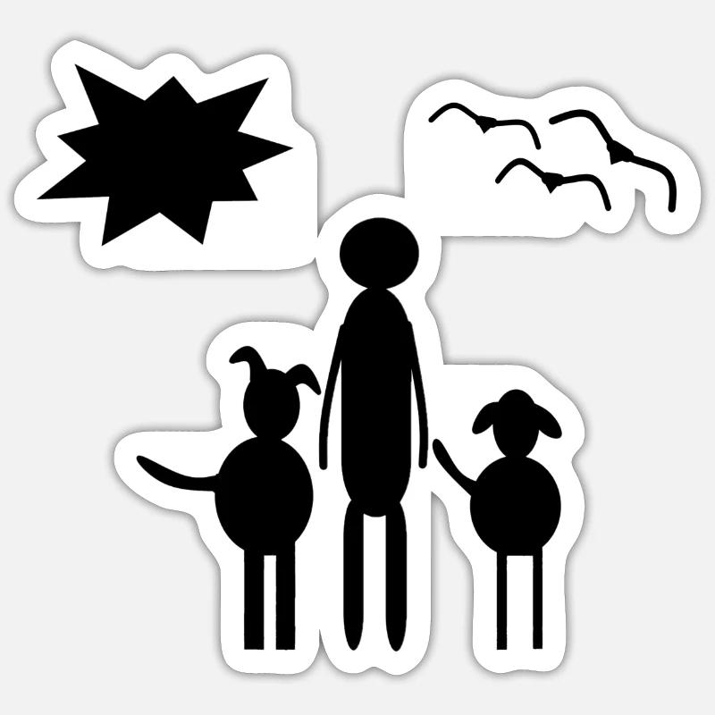 Marcher avec les chiens - Sticker taille S (10 x 10 cm) - blanc mat