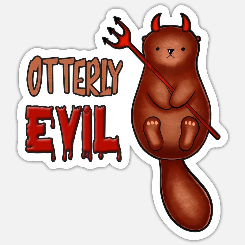 Otterly Evil Otter Pun - Sticker size S (10 x 10 cm) - white matte