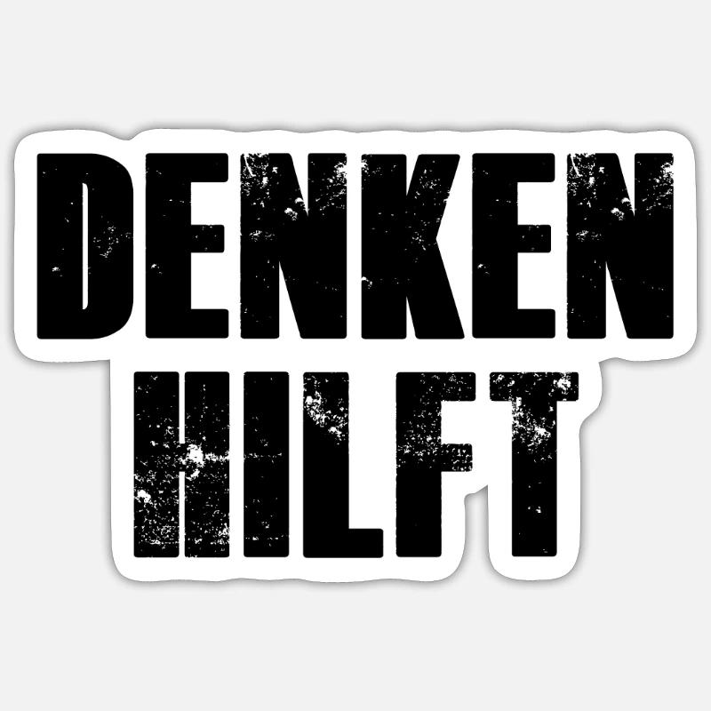 Denken hilft - Sticker Größe S (10 x 10 cm) - Mattweiß
