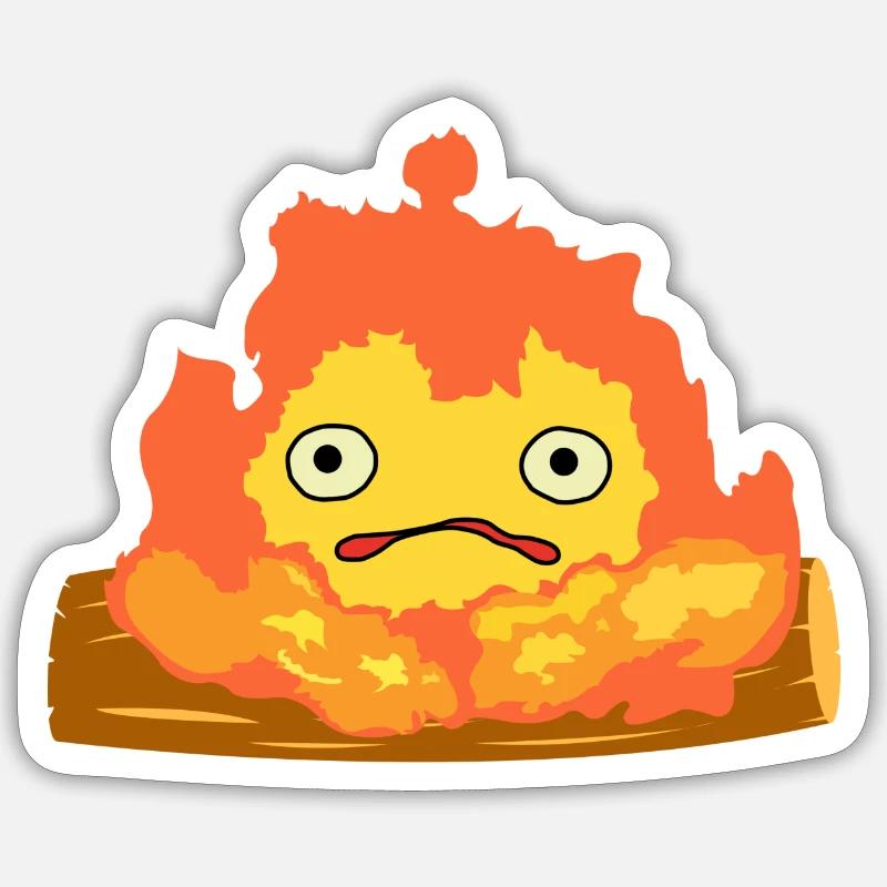 Calcifer - Sticker formato S (10 x 10 cm) - bianco opaco