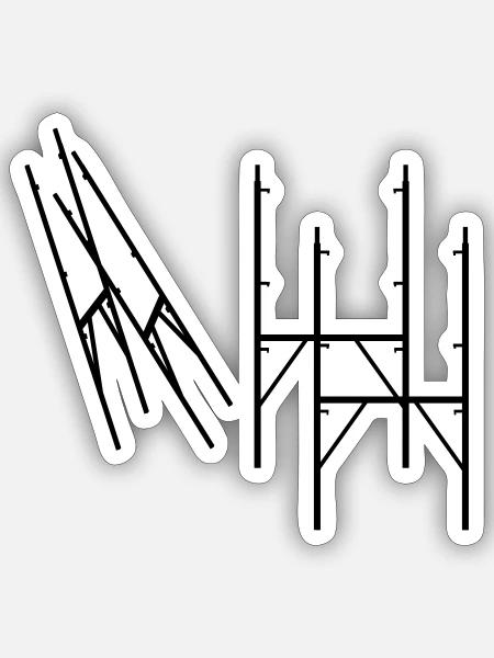 Metall gerüst für den Bau - Sticker Größe S (10 x 10 cm) - Mattweiß
