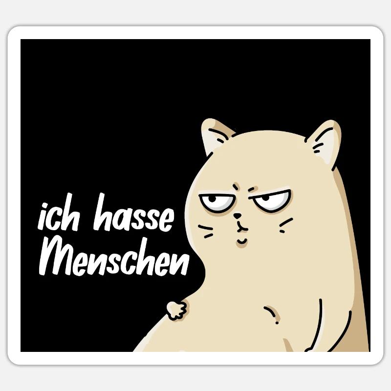 ich hasse menschen Katze - Sticker Größe S (10 x 10 cm) - Mattweiß