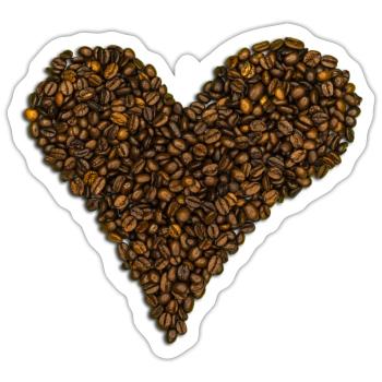 Ein Herz aus Kaffeebohnen - Sticker Größe S (10 x 10 cm) - Mattweiß - Vorne