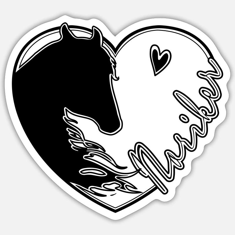 Noriker Pferd Herz - Sticker Größe S (10 x 10 cm) - Mattweiß