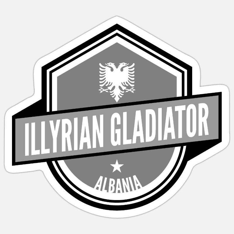 Grau Illyrian Gladiator Albania - Sticker Größe S (10 x 10 cm) - Mattweiß