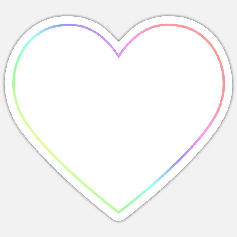 Regenbogen Herz Regenbogenherz - Sticker Größe S (10 x 10 cm) - Mattweiß