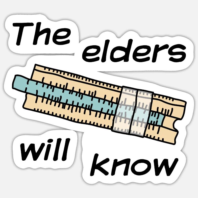Rechenschieber - The elders will know - dunkel Sticker Größe S (10 x 10 cm)