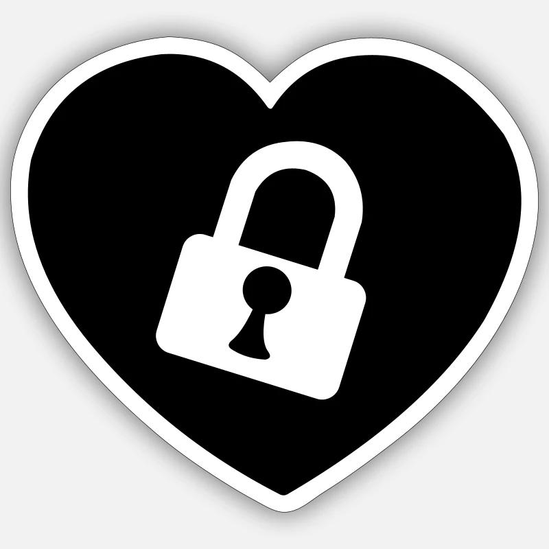 Herz oder Herz mit Schloss aufgeschnitten mein Herz Sticker Größe S (10 x 10 cm)