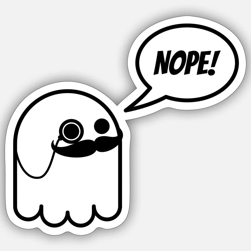 Sir ghost with mustache and monocle says nope Sticker size S (10 x 10 cm)