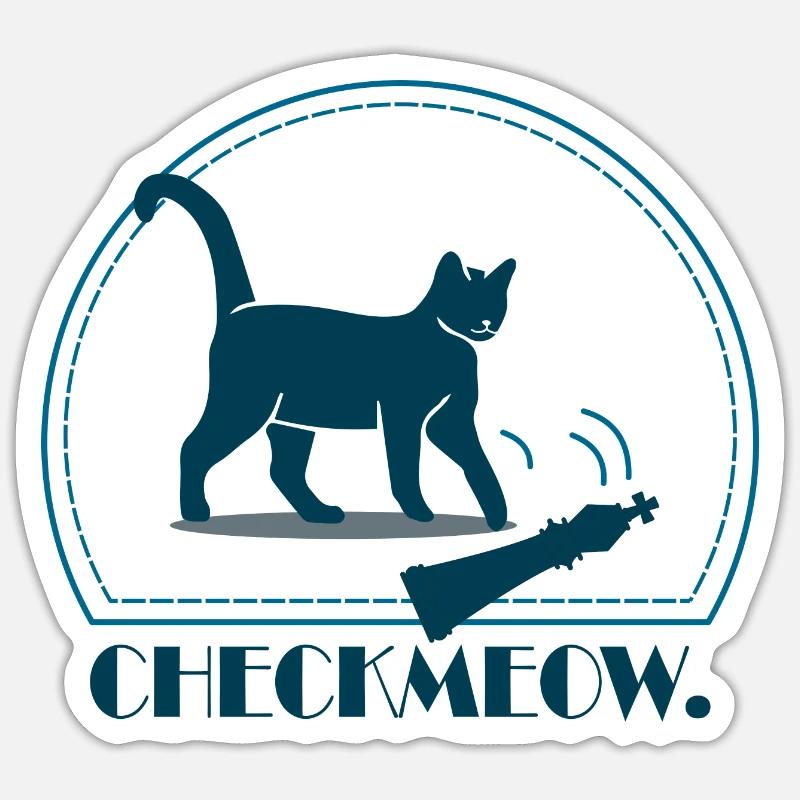 checkmate checkmeow chat - Sticker taille S (10 x 10 cm) - blanc mat