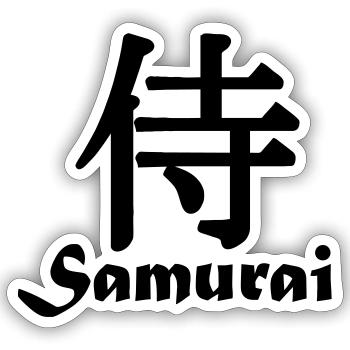 Samurai with text - Sticker size S (10 x 10 cm) - white matte - Front