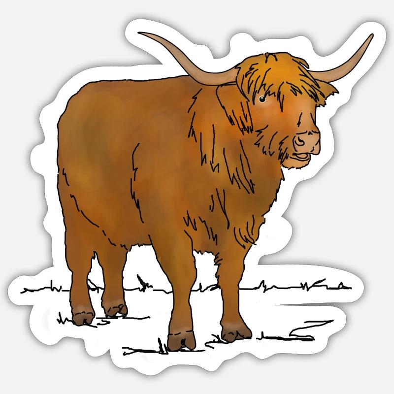 Scottish highland cattle - Sticker size S (10 x 10 cm) - white matte