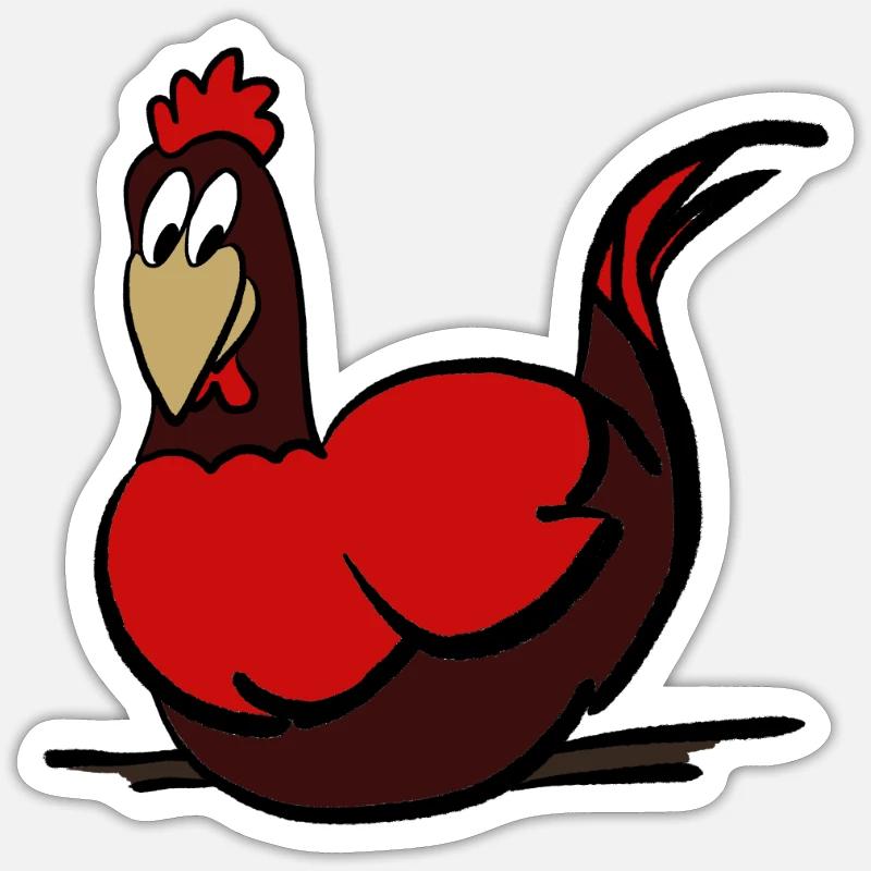 Roter Hahn - Sticker Größe S (10 x 10 cm) - Mattweiß