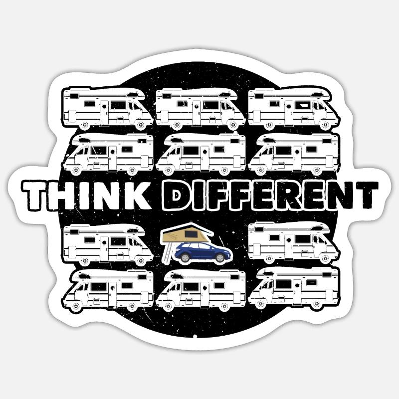 "Think Different" Dachzelt Camper Geschenkidee Sticker Größe S (10 x 10 cm)