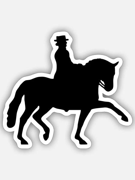 Dressurreiterin klassisch Silhouette - Sticker Größe S (10 x 10 cm) - Mattweiß