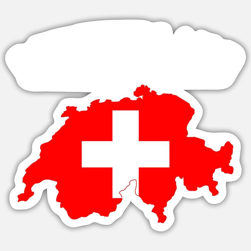 Switzerland Flag Map - Sticker size S (10 x 10 cm) - white matte