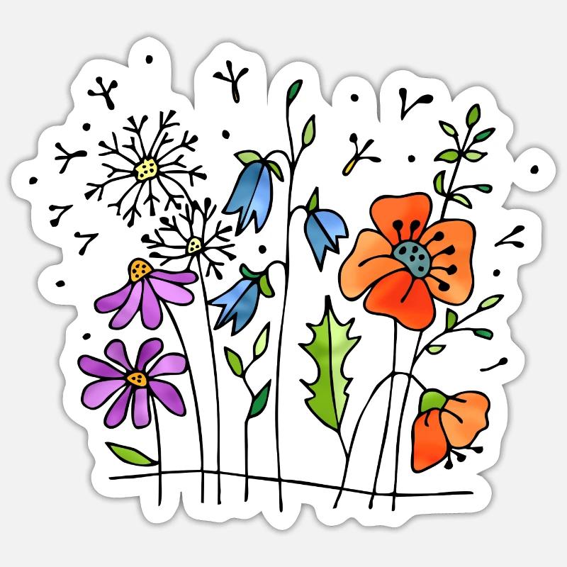 Fleurs - Sticker taille S (10 x 10 cm) - blanc mat