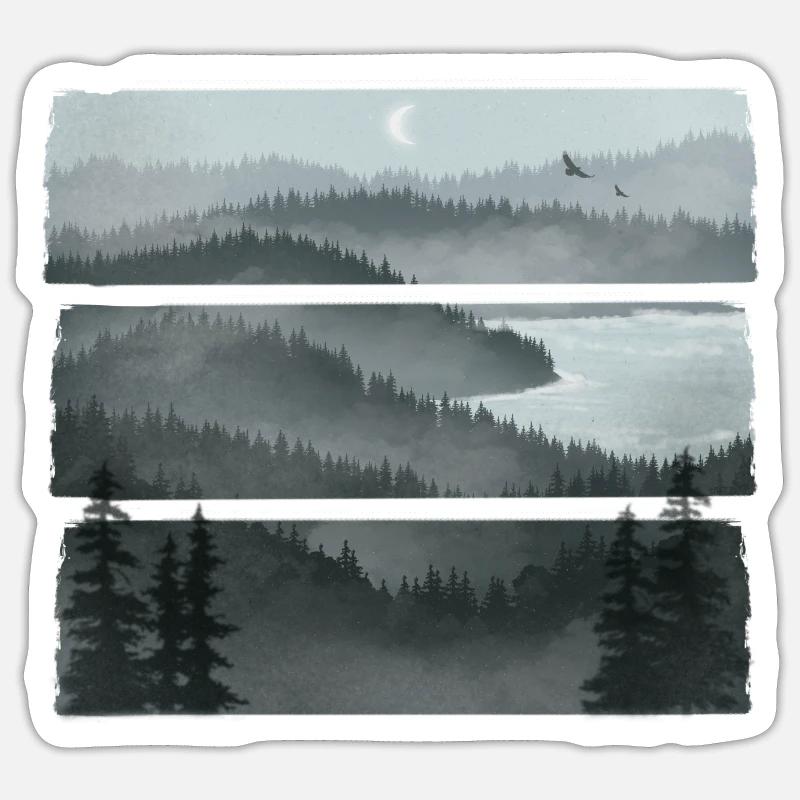 Vue brumeuse - Sticker taille S (10 x 10 cm) - blanc mat