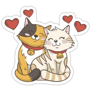 Amour du chat - Sticker taille S (10 x 10 cm) - blanc mat - Devant