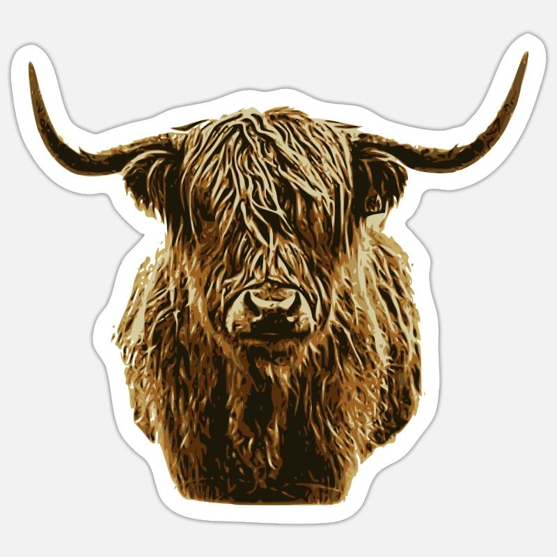 Highlander écossais - Sticker taille S (10 x 10 cm) - blanc mat