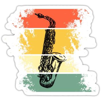 Jazz Saxophon instrument musicien - Sticker taille S (10 x 10 cm) - blanc mat - Devant