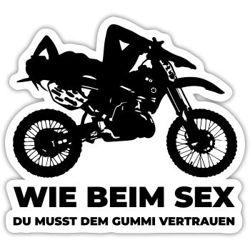 Motorrad Cross Sex - Sticker Größe S (10 x 10 cm) - Mattweiß - Vorne