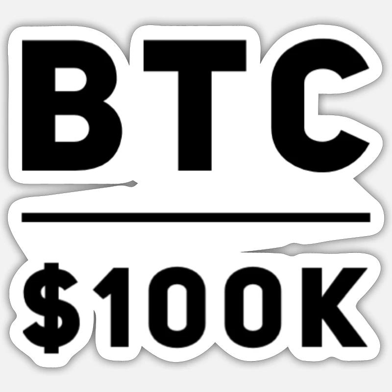BTC 100K - Sticker taille S (10 x 10 cm) - blanc mat