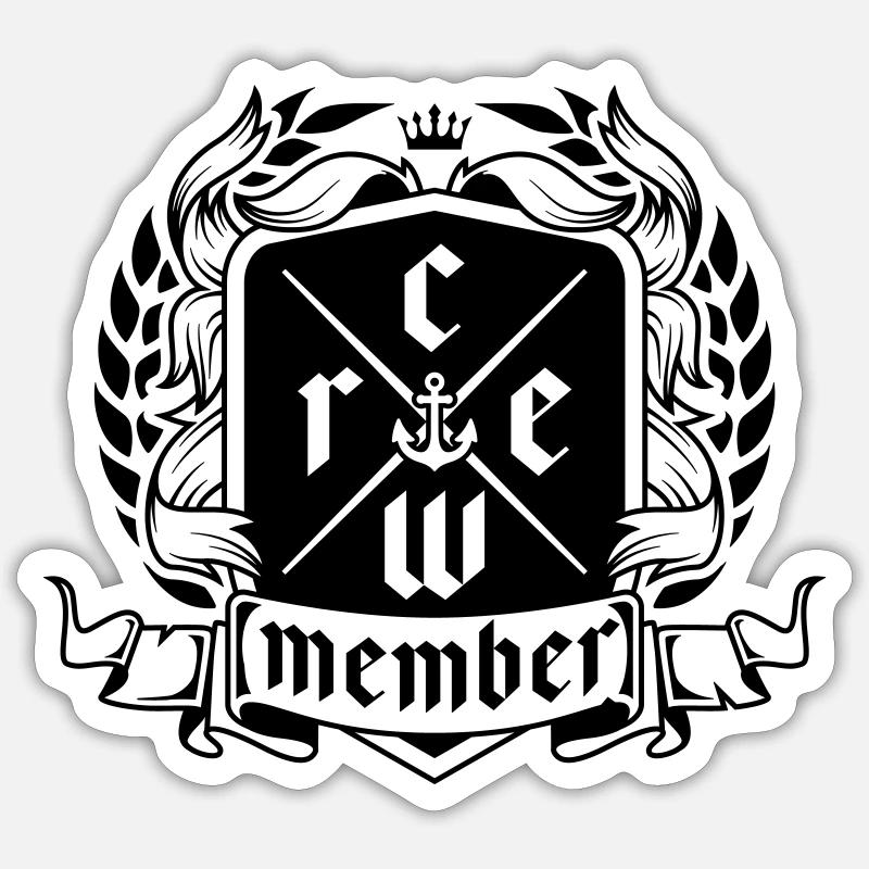 crew member design - Sticker taille S (10 x 10 cm) - blanc mat