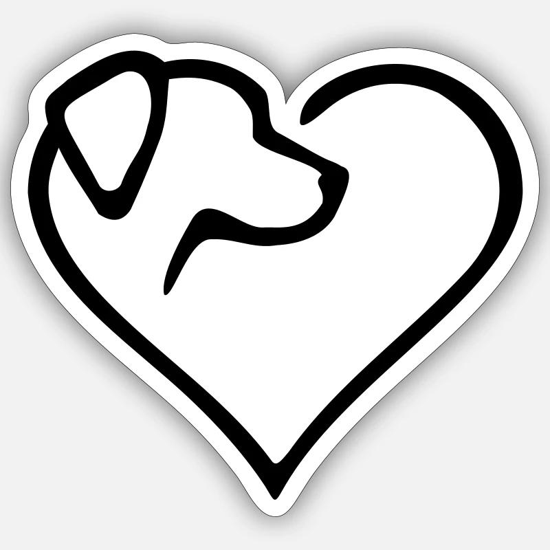Hundeherz - Farbwechsel - Sticker Größe S (10 x 10 cm) - Mattweiß