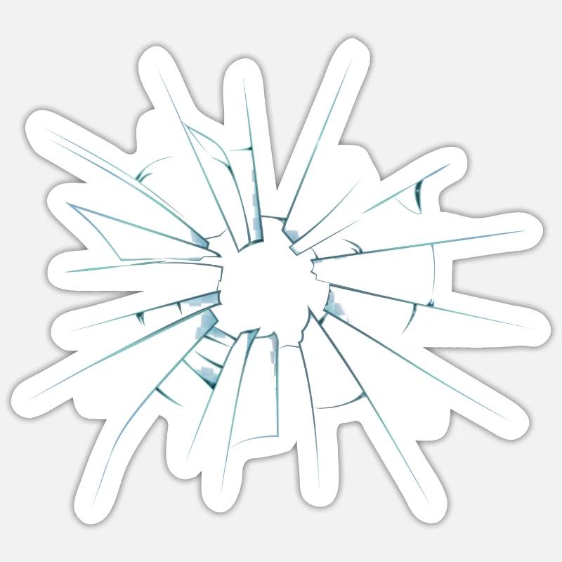 Glas Bruch Sticker Größe S (10 x 10 cm)