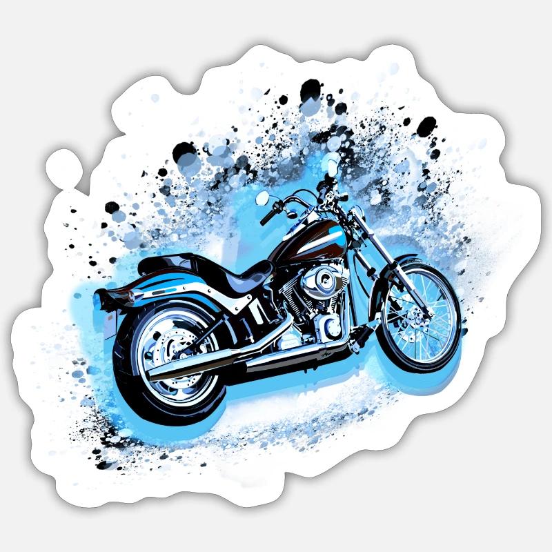 motorrad, motorcycle, biker, graffiti, malerei - Sticker Größe S (10 x 10 cm) - Mattweiß