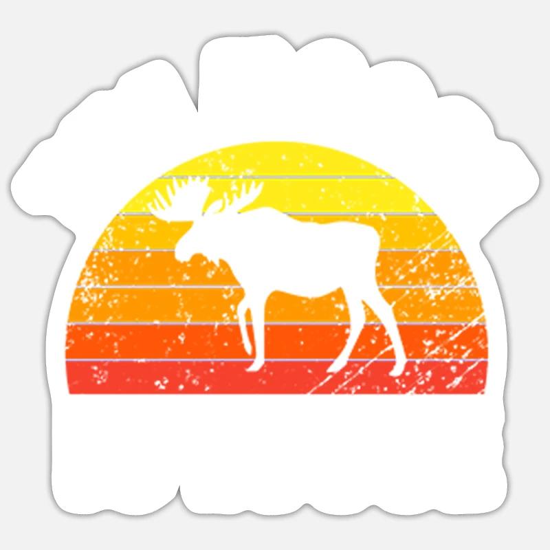 Retro Moose Funny Saying - Sticker size S (10 x 10 cm) - white matte