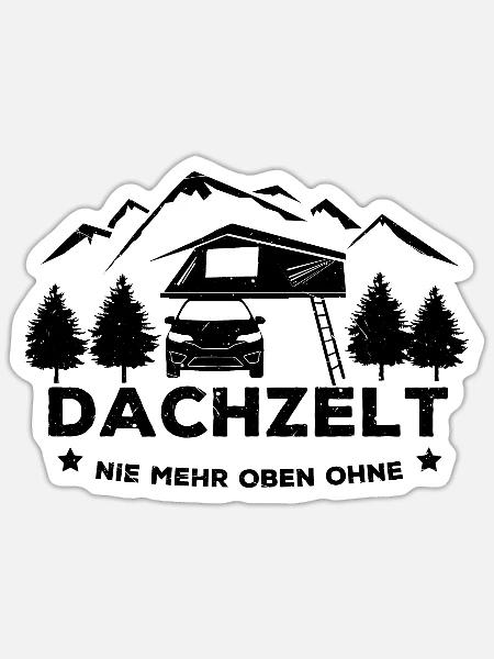 Dachzelt Aufkleber Geschenk Camping Camper Natur - Sticker Größe S (10 x 10 cm) - Mattweiß