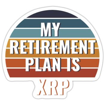 Mon plan de retraite est Ripple, XRP- Funny Crypto - Sticker taille S (10 x 10 cm) - blanc mat - Devant