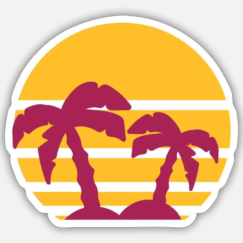 Palm trees sunset summer - Sticker size S (10 x 10 cm) - white matte