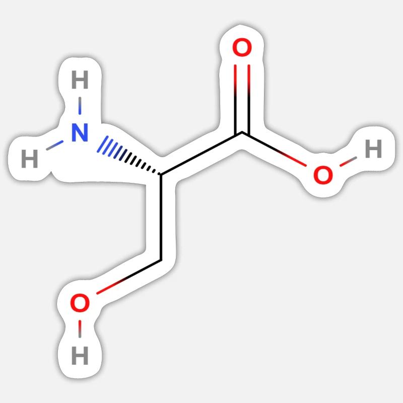 Serine Molecule - Colored Structural Formula Sticker size S (10 x 10 cm)