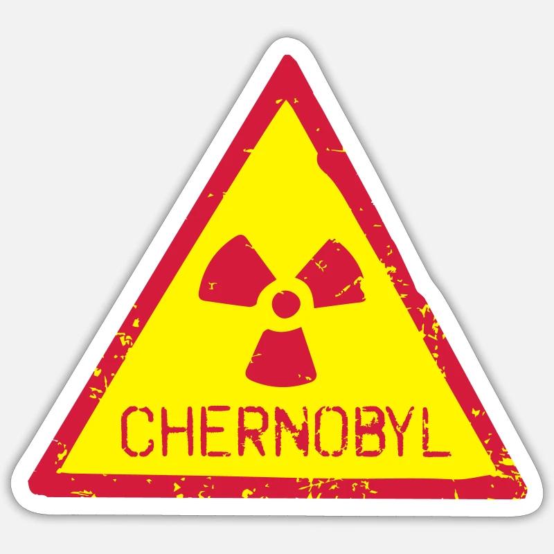 TSCHERNOBYL RADIATION WARNING ICON - Sticker Größe S (10 x 10 cm) - Mattweiß