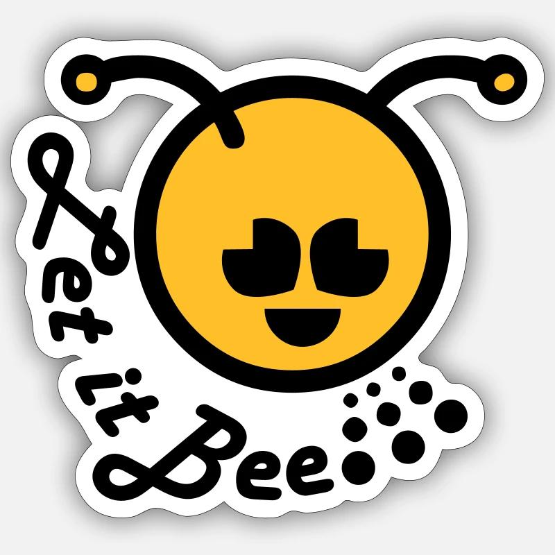 Qu’il abeille émoticône heureuse Sticker taille S (10 x 10 cm)
